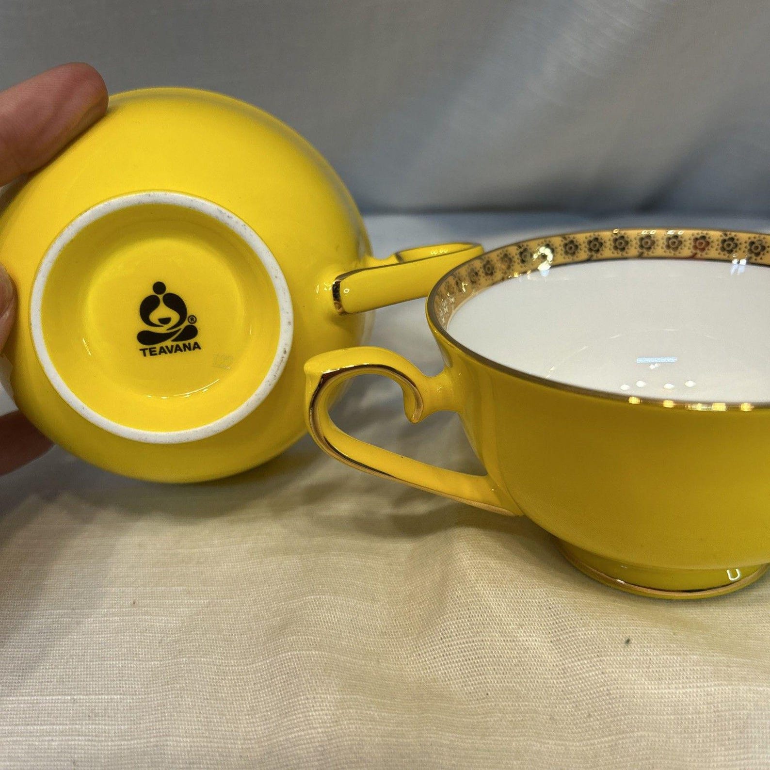 2 Vintage Teva Yellow Bone China Tea Coffee Cups - Etsy