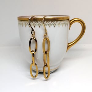 Pendientes de cadena de acero inoxidable, aros largos dorados, Bisuteria moderna y elegante, Regalos inolvidables para cumpleaños