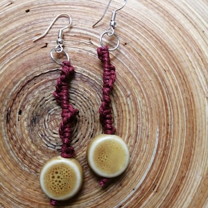 Macrame and stone earrings