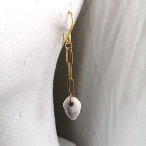 Iconische schelpoorbellen met roestvrijstalen ketting, elegante sieraden, zomersieraden, sieraden met schelpen, unieke cadeaus