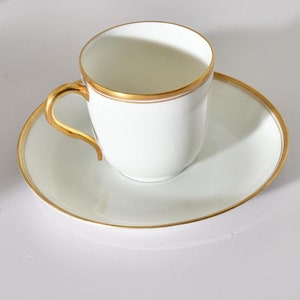 Dulin & Martin Washington DC Haviland Limoges Porcelain demitasse cup saucer Gold Accents