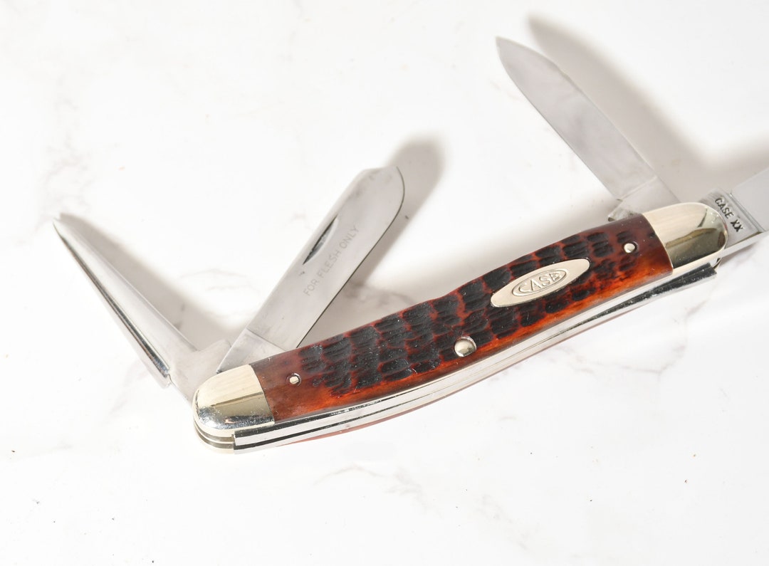 Case XX USA 64047 P 1965 TO 1969 4 Blade Stockman With Leather Punch