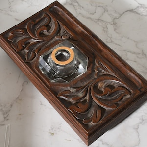 Ornate Carved Antique Vintage Baroque Inkwell
