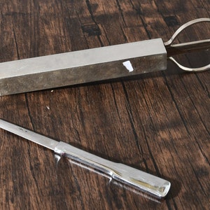 Vintage MATINA Desk Set Scissors Letter Opener Holder Faux Leather Forged  Steel