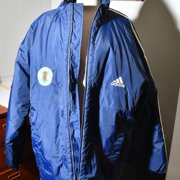 vintage Adidas Northern Ireland Medium Weight Insulated Jacket Large Blue and White Northern Ireland School football