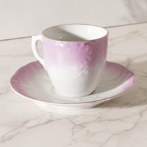 Pale Pink German Cup and saucer Blush Pink Demitasse Antique Teacup Coffee Cup