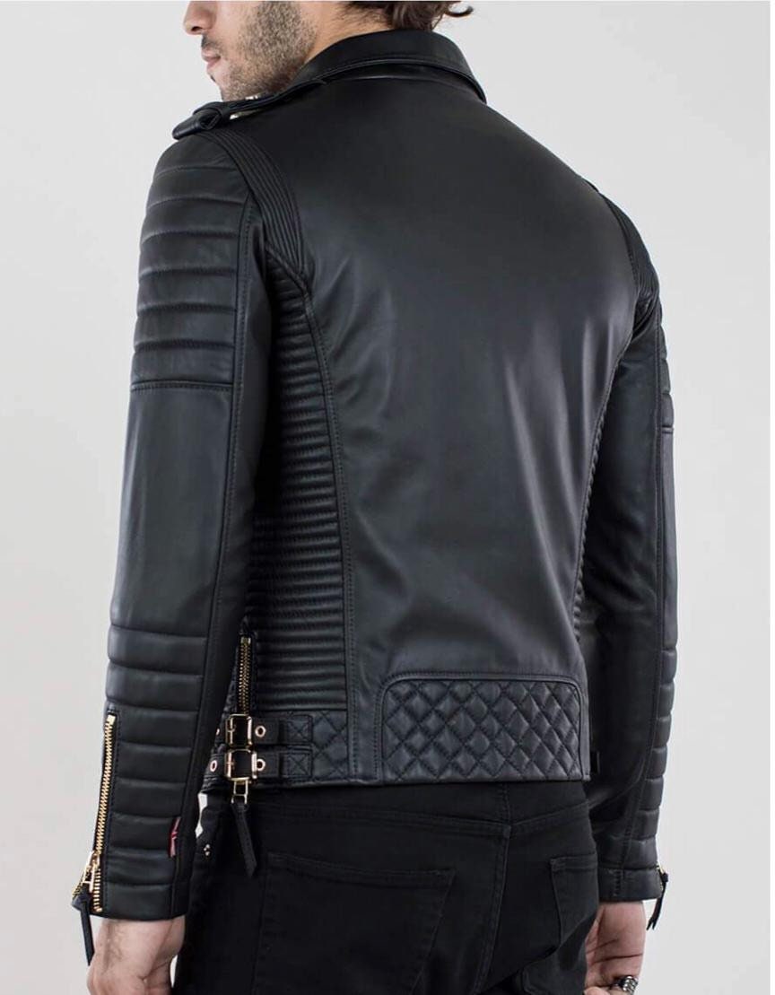 Mens Black Biker Handmade Italian Lambskin Leather Jacket - Etsy