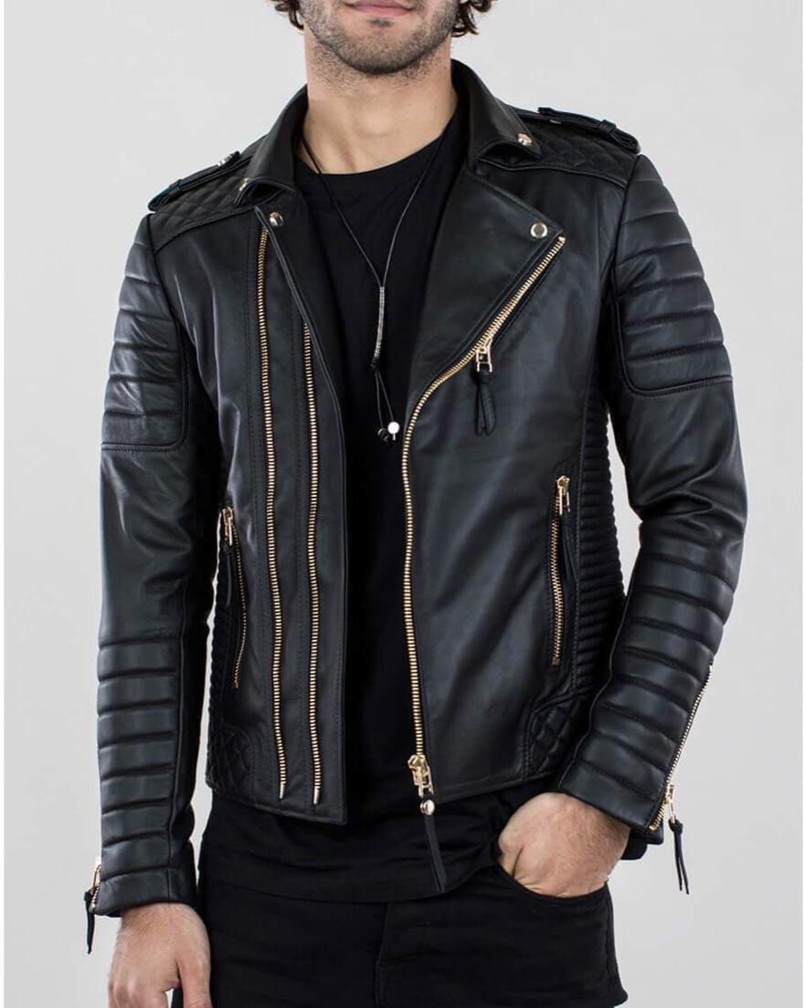 Mens Black Biker Handmade Italian Lambskin Leather Jacket - Etsy