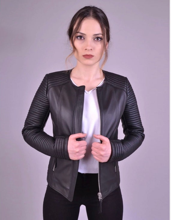 Veste cuir italien femme new arrivals