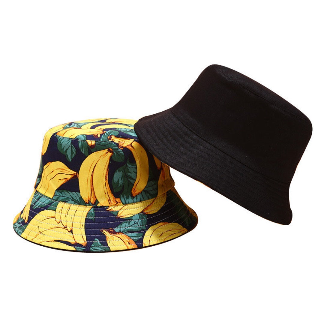Reversible Bucket Hat Banana Pattern 2020 Fashion Etsy