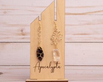 Mix&Match Gold Wire Crystal Earring-Black Obsidian /Quartz Healing Crystal