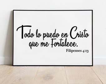 Todo lo puedo en Cristo que me fortalece. Filipenses 4:13 PNG, DIGITAL DOWNLOAD