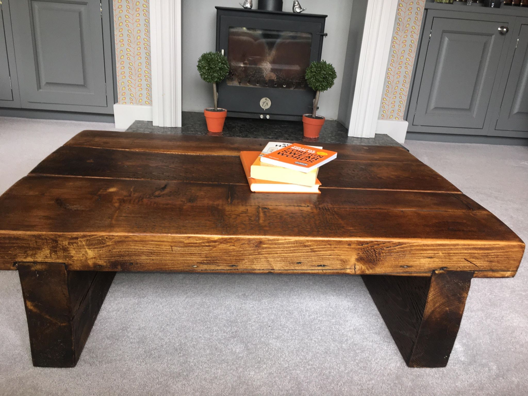 Reclaimed Oak Coffee Table Reclaimed Wood Shelf Etsy