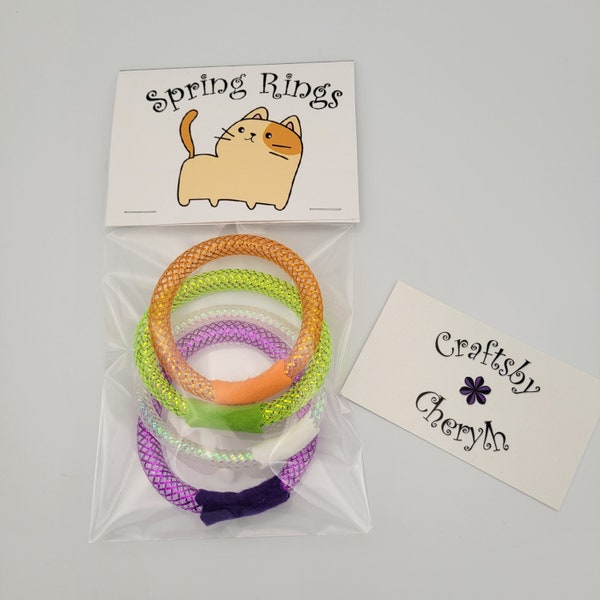 Cat Rings of Power Mesh Toys / Set of 4 Spring Rings Cat Toys / Mesh tube Ring Cat Toys / Random Colors