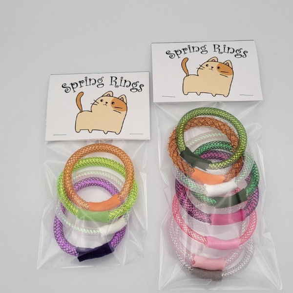 Spring Rings Cat Toys Random colors 4 pack or 8 pack/ Mesh tube Ring Cat Toys