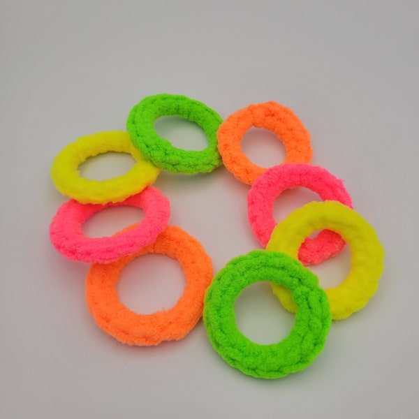 Neon Crochet Fleece Ring Toys  / Upcycled/Repurposed Ring Cat Toys /  Neon Colors