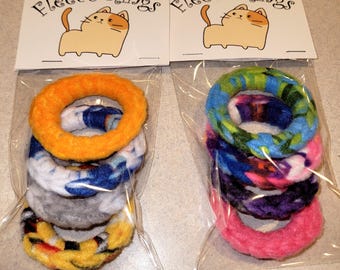 Crochet Fleece Ring Cat Toys: Upcycled, Repurposed (Set of 4)