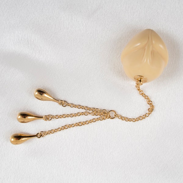 Insertable Ivory Penis Head Jewel with Gold Pendants
