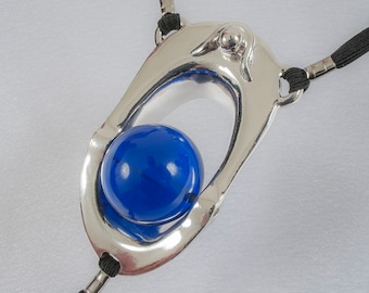 Women's Silver Clitoral Exciter Blue Orb G-String Clit Stimulator Jewelry