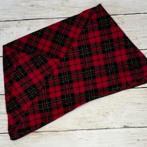 Red/Green Plaid Dog Twist Scarf, Washable Infinity Scarf, X-Small to Large, Handcrafted Holiday Gift