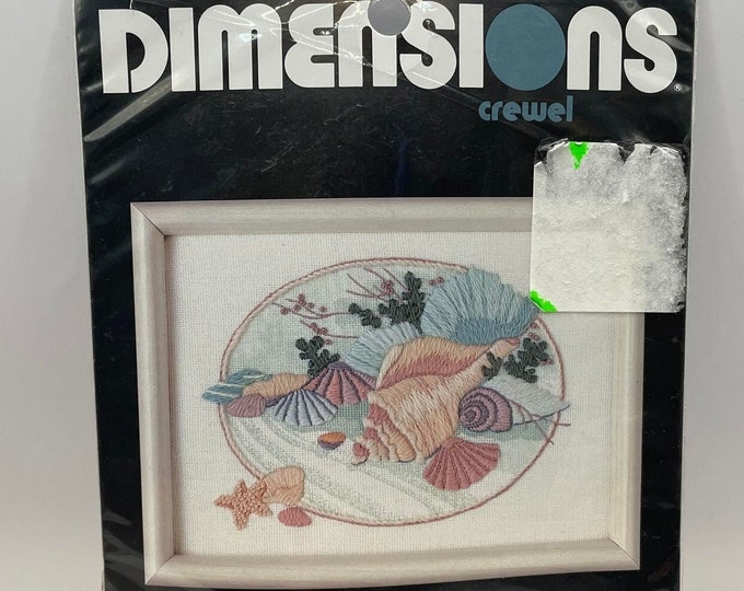 Vintage Dimensions Crewel Embroidery Kit 6165 Pastel Shells Kit 1990