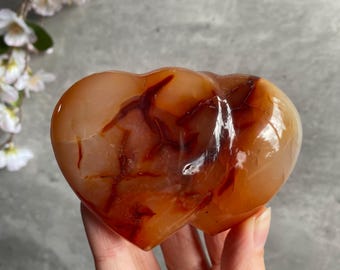 Doble corazón de cornalina