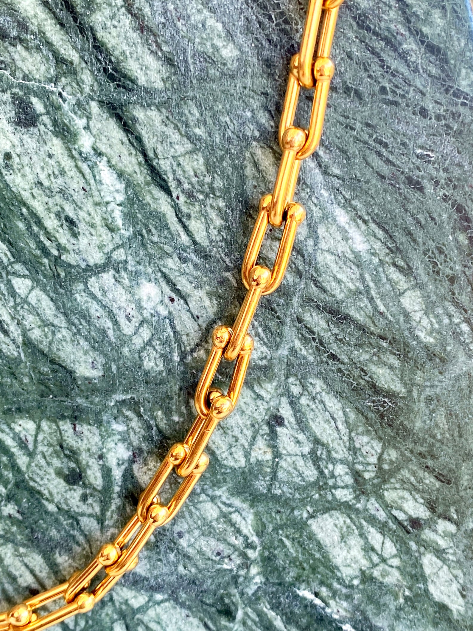 U Link Chain Necklace Gold Plated Chunky Horseshoe Chain Thick Etsy