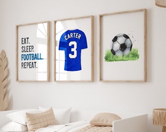 Personalised Football Shirt Boys Prints - set of 3