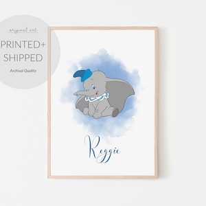 Disney Dumbo Inspired Personalised Print, Nursery decor, nursery gift, nursery art, baby girl or baby boy prints for nursery room, gift