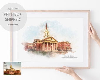 Personalised Watercolour Wedding Venue Illustration | Anniversary Gifts | Wedding present | Gift for Couples | Soon to be married - Couples