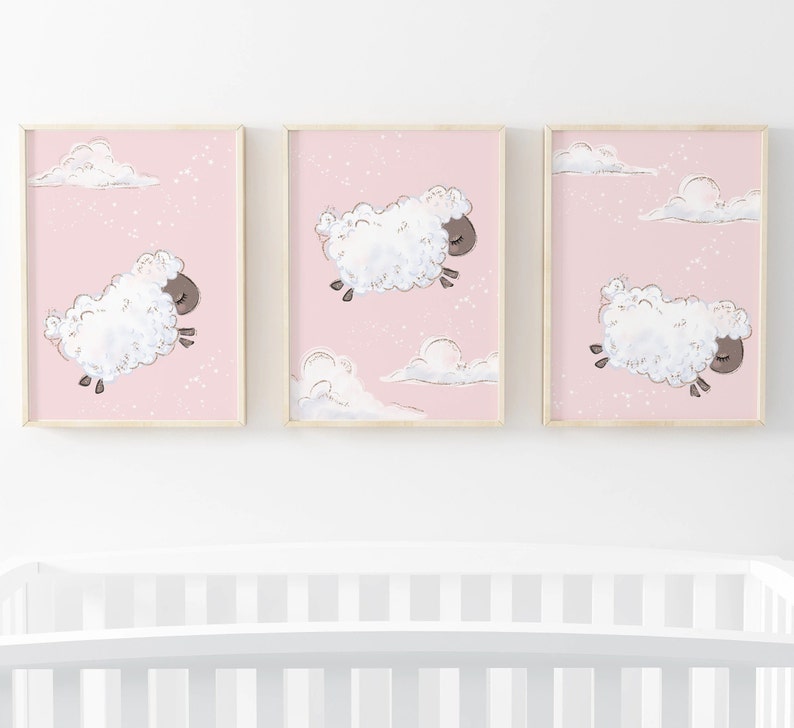 Set of 3 Lovely Counting Sheep Baby Nursery Prints New Baby Etsy