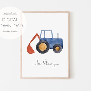 Traktor Kindergarten Druck, Aquarell Digger Kindergarten Kunst, druckbare Kunst, Spielzimmer Kunst, Traktor Druck, jungen Fahrzeug Drucke, Transport Druck