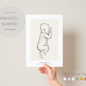 Birth Poster, New Baby Print, Line art baby print, Perfect new baby gift, line art illustration newborn, baby drawing gift, minimalist baby