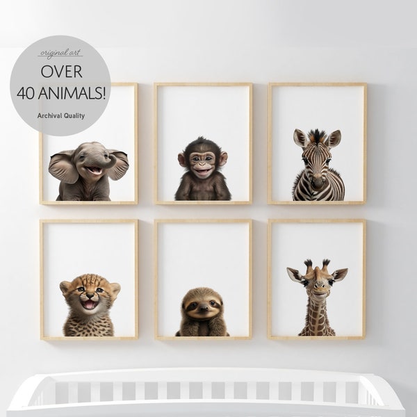 Jungle Safari Baby Animals Nursery Prints Woodland, Australian, Artic Jungle Animal Nursery Prints, Printable or Shipped, Choose your set