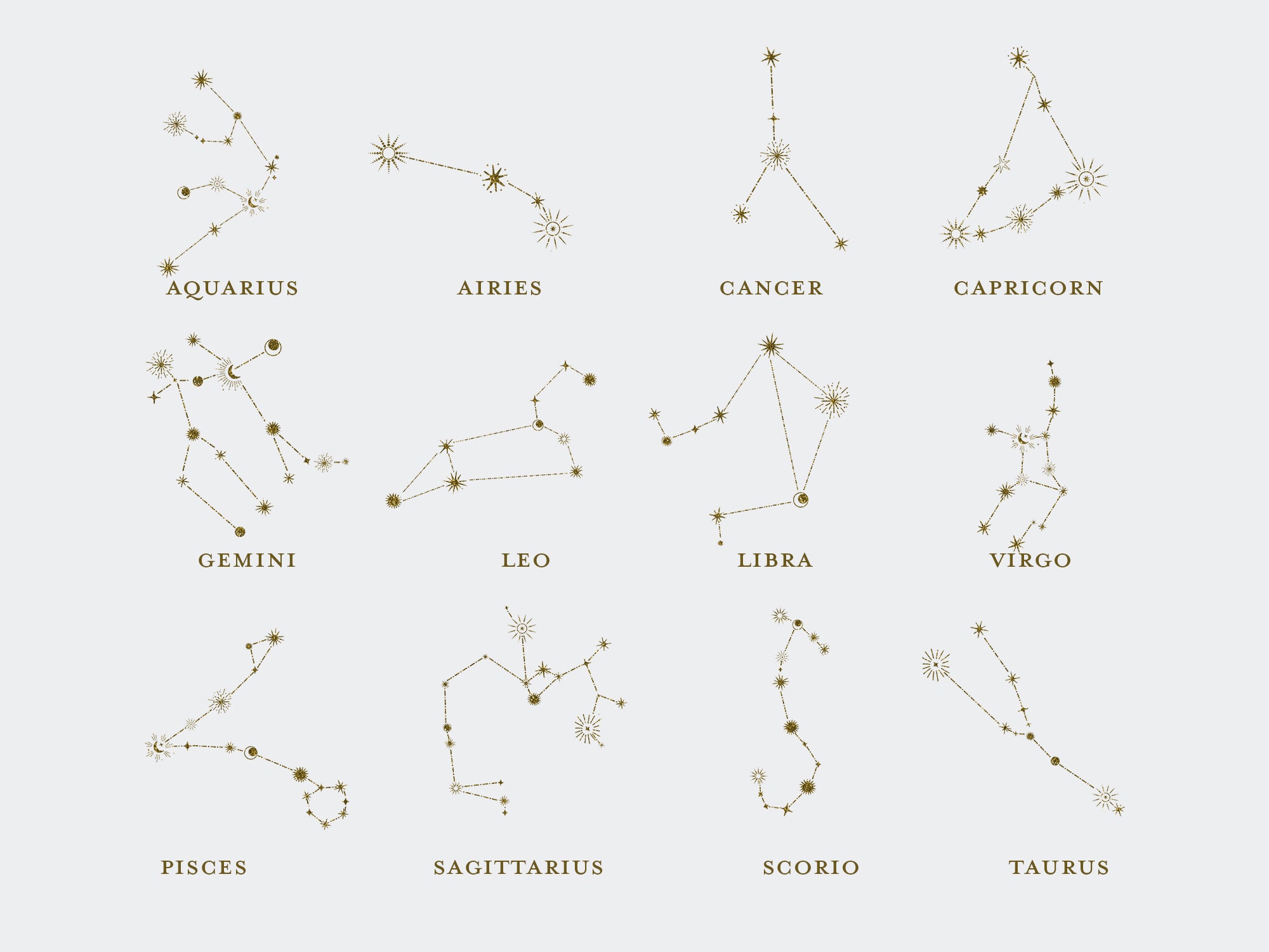 Personalised Zodiac Sign Constellation Print/birth Month Etsy UK