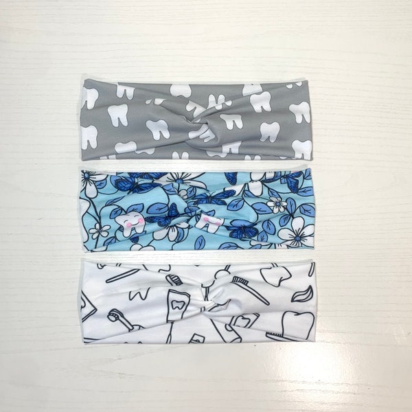 Diadema de giro de turbante dental / Dientes de salud Diadema boho fitness / Higienista dental suave nudo nudo diadema / diademas para las mujeres