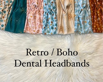 Retro Dental Turban Twist Headband | Boho Teeth Dentist Headband | Dental Hygienist Stretchy Knot Headband | Headbands for Dental Assistant