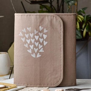 Hand-Stamped Linen Embroidery Organizer: Cross Stitch Project Bag, Different Options to Choose from