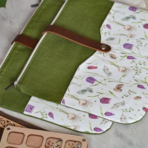 Bolsa de lino para proyectos de bordado: organizador de viaje para punto de cruz