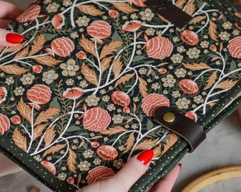 Green Floral Cross Stitch Project Folder: Old Garden Embroidery Organizer, Gift for Stitcher