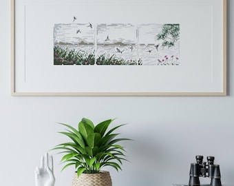 Patrón de punto de cruz de golondrinas: bordado de danza de pájaros (patrón PDF)