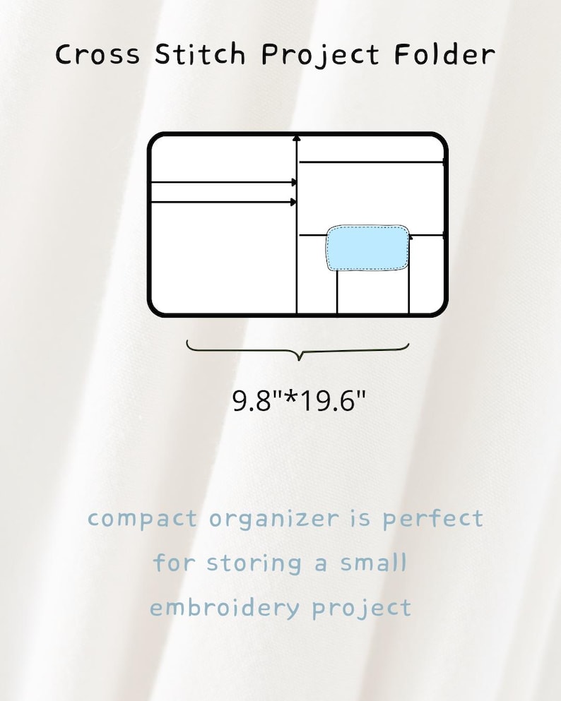 Bolsa para proyectos de bordado de flores silvestres, organizador de costura de mariposa turquesa, regalo para bordadoras, carpeta de punto de cruz floral con correa de cuero. imagen 2