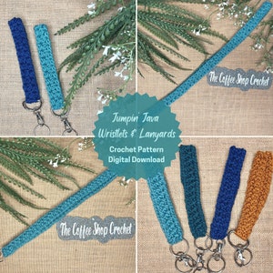 PATRÓN DE GANCHILLO - Muñequeras y cordones Jumpin' Java - Fabricación rápida - Patrón de ganchillo fácil - Grandes regalos - Pulsera - Cordón - Fabricación fácil