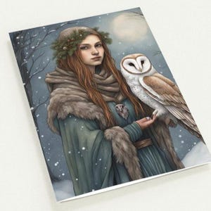 10 x Yule Mädchen mit Schleiereule 10 A6 Kartenpack