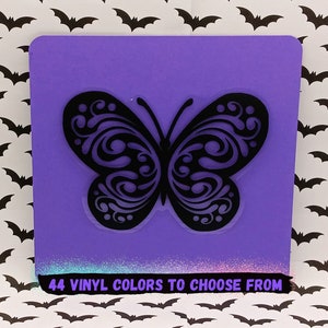 Filigree Silhouette Butterfly Moth Wings Creature Bug Insect Goth Witchy Boho Small Gift 5&quot;-inch Decal Sticker Holographic Glitter Vinyl