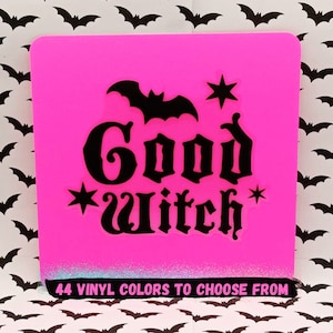 Good Witch Bats Spooky Season Fangs Spooky White Magic Crystal Stars Witchcraft Spells Goth 5&quot;-inch Decal Sticker Holographic Glitter Vinyl