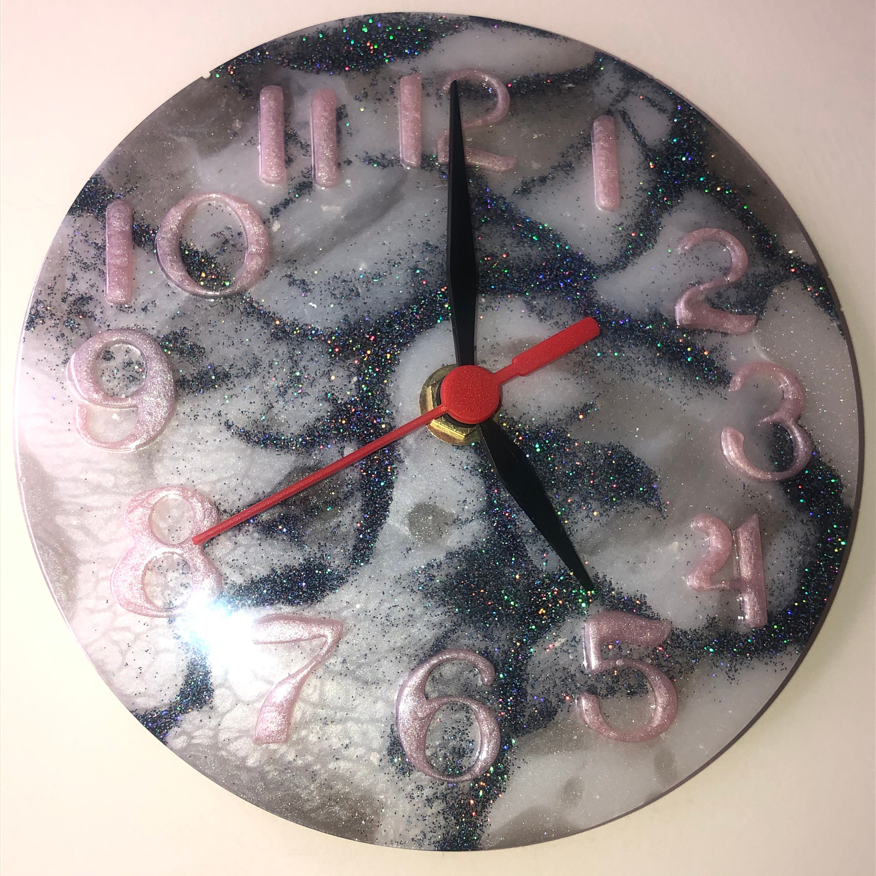 Marble effect resin clock handmade made to order Etsy