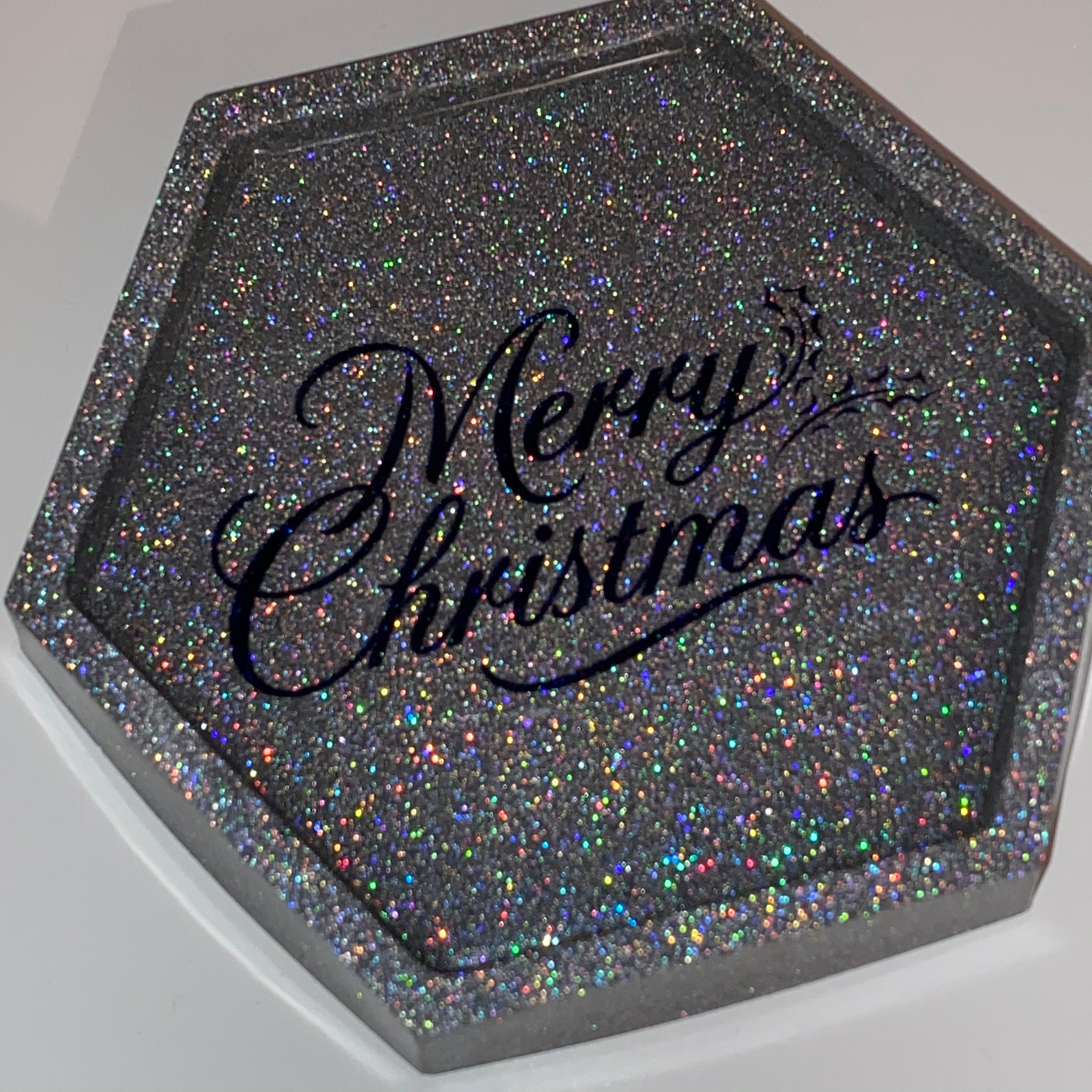 Glitter Christmas resin coasters/jewellery tray/decoration Etsy