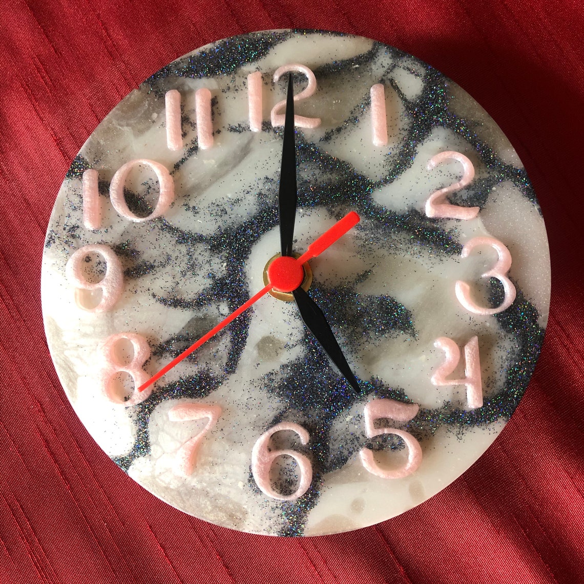 Marble effect resin clock handmade made to order Etsy
