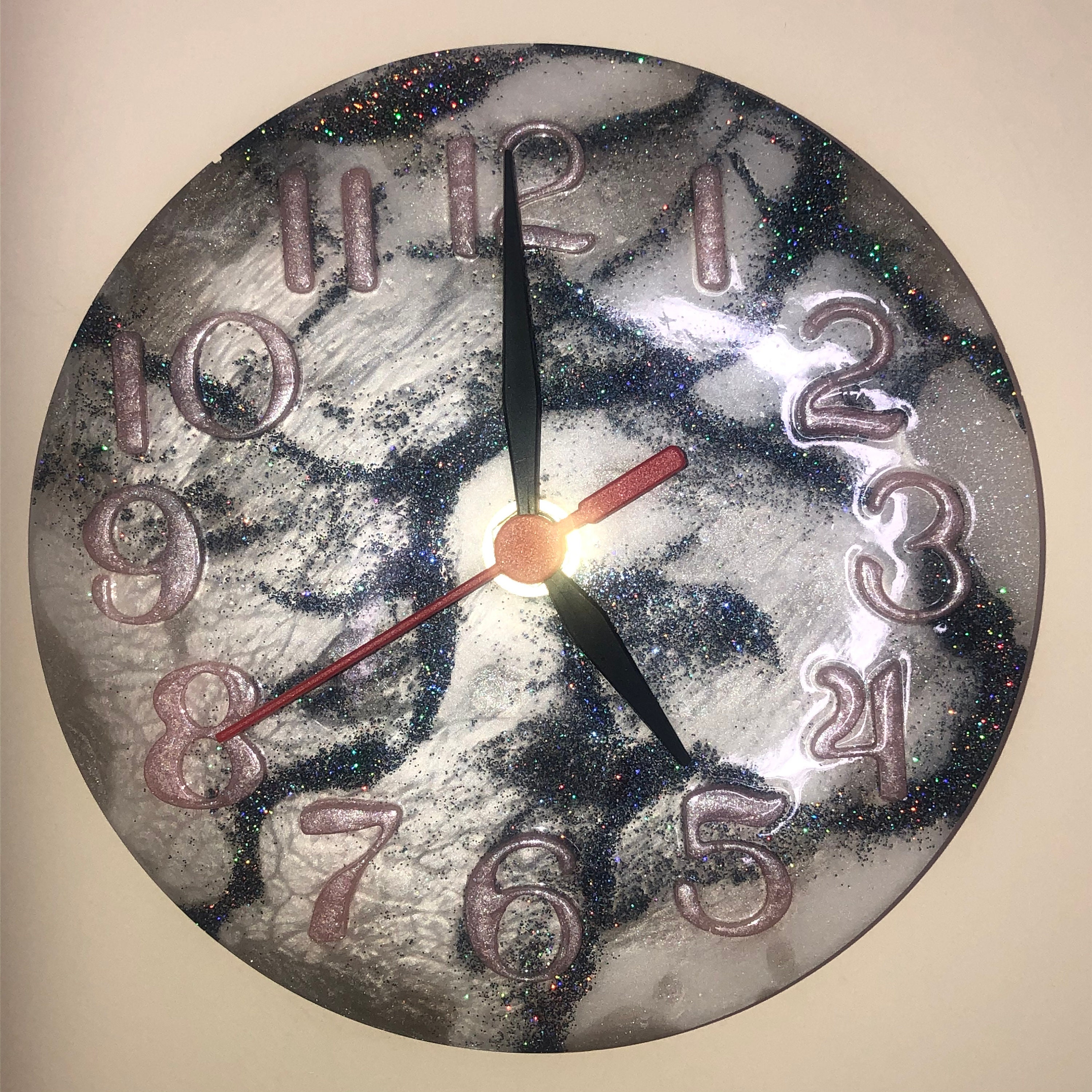 Marble effect resin clock handmade made to order Etsy